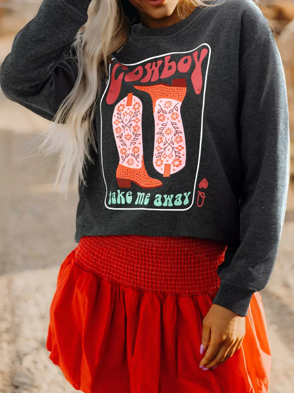 Cowboy Queen Card Drop Shoulder Graphic Sweatshirt
