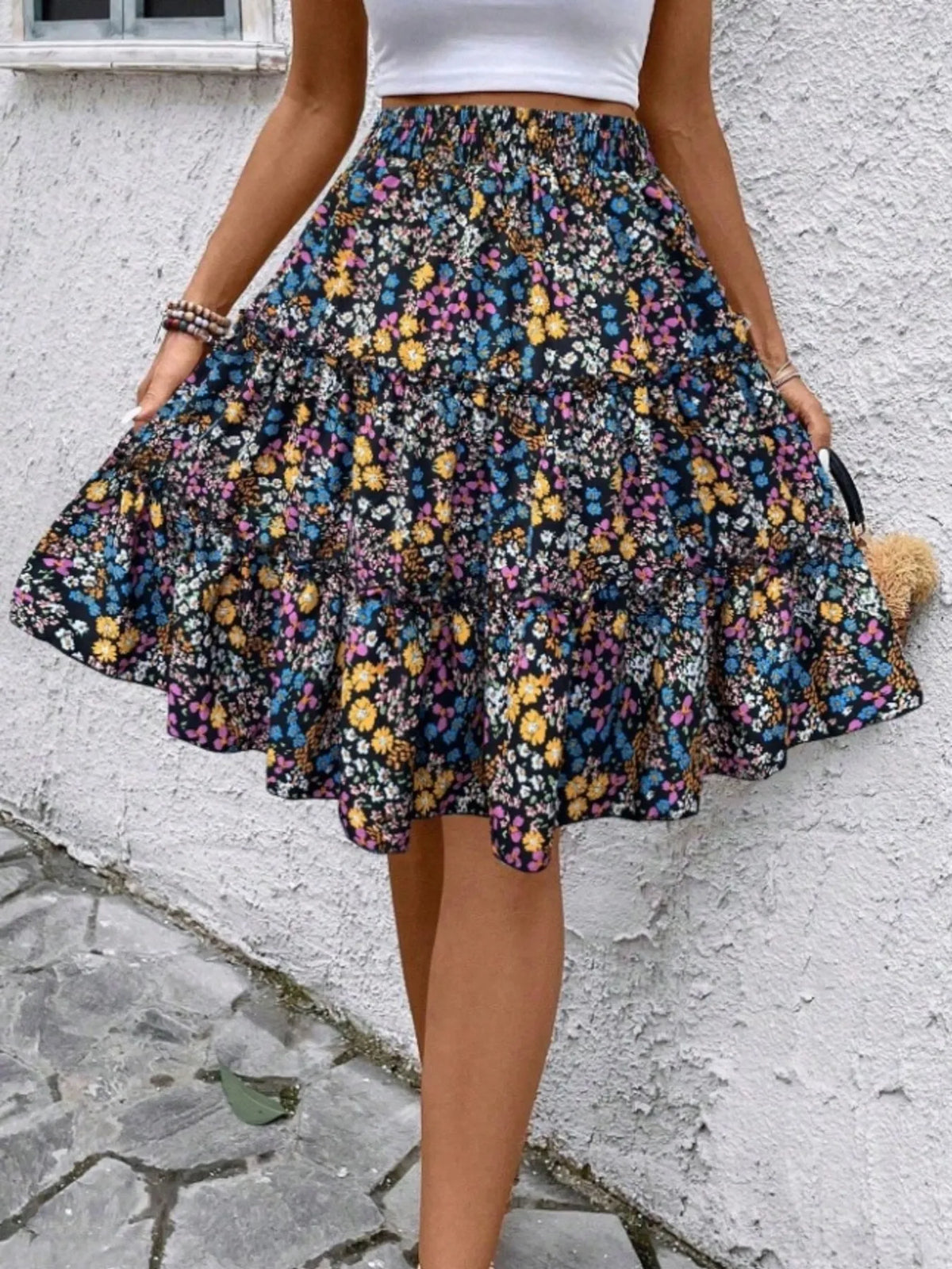 Floral Print Midi Skirt