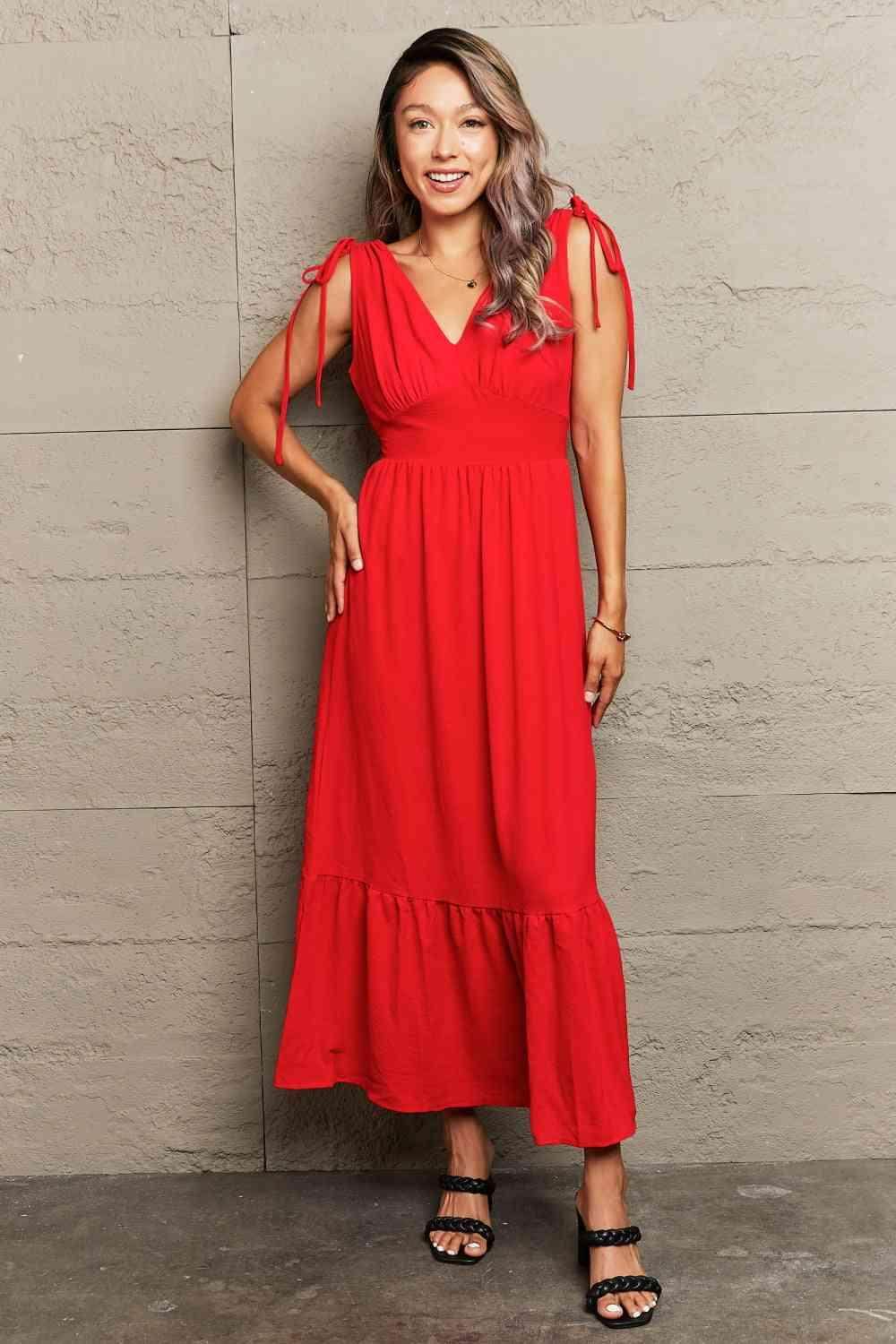 Perfee Drawstring V-Neck Sleeveless Dress for Women