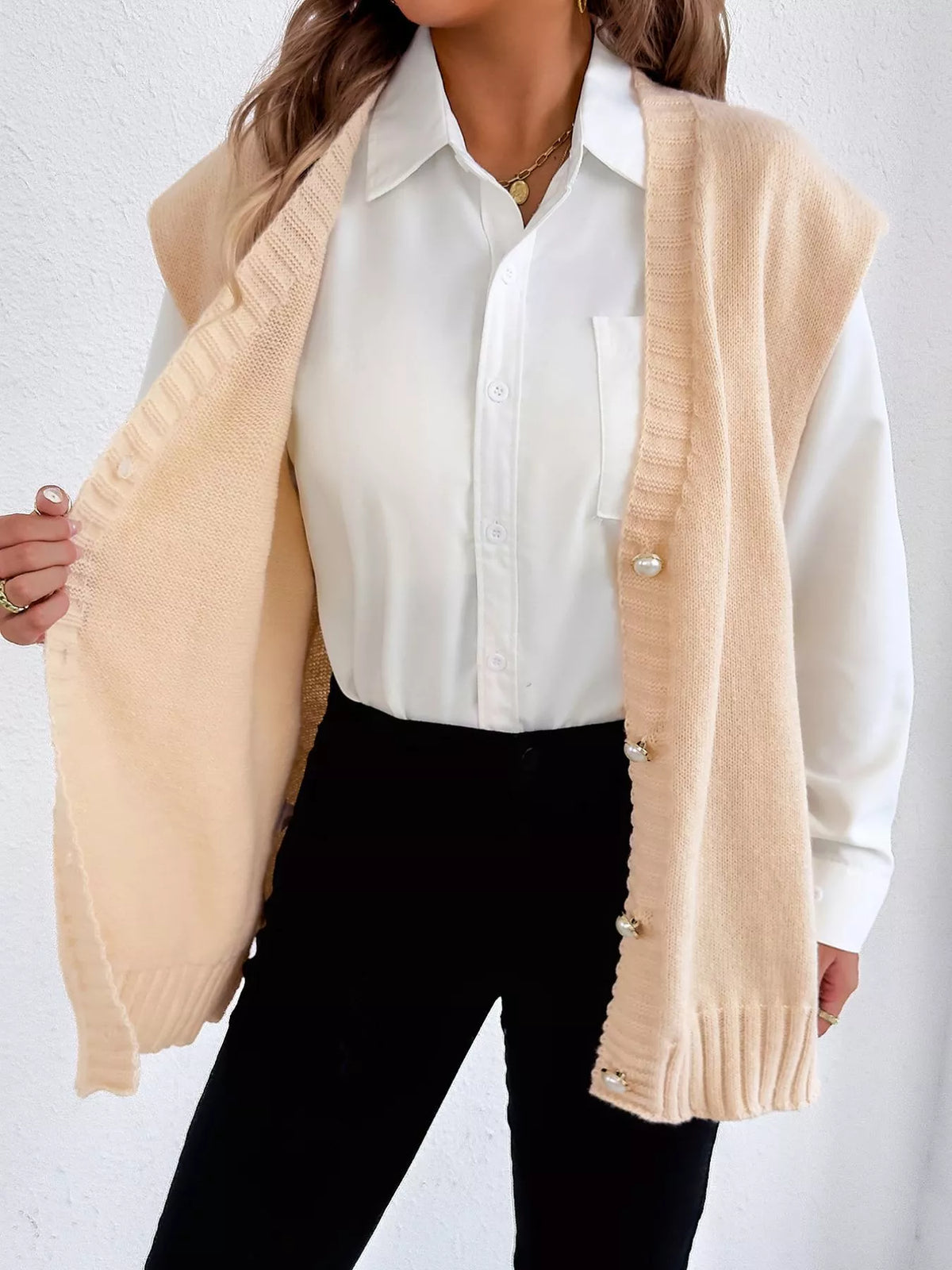 Button-Down Button Up Sweater Vest