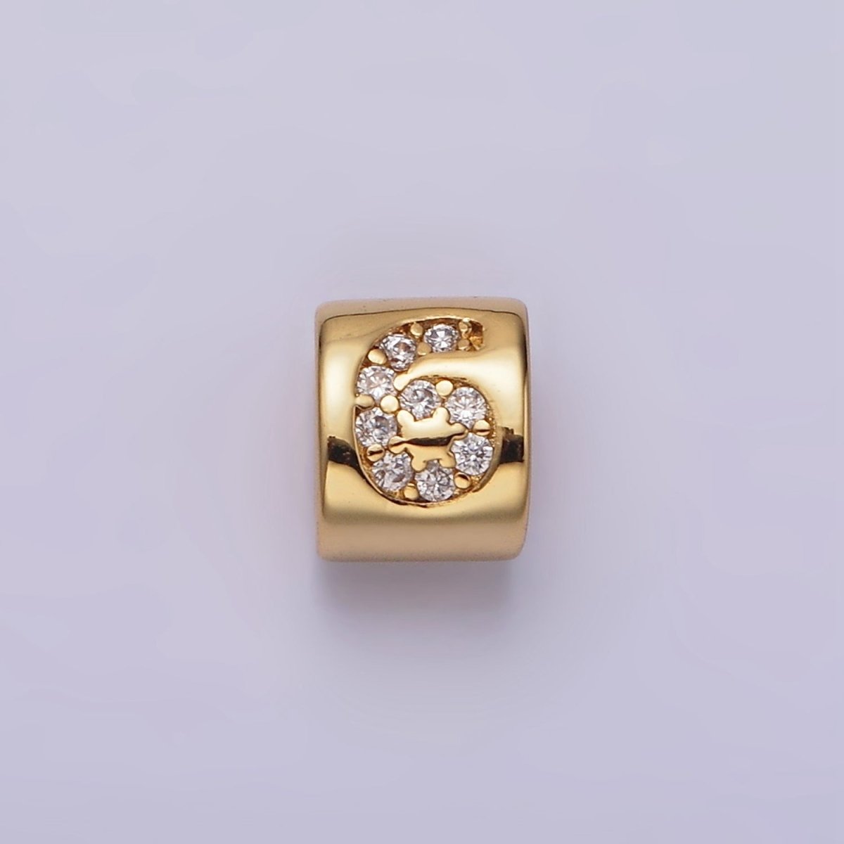 14K Gold Filled 0-9 Number Clear Micro Paved CZ Slider Bead Spacer | B-807~B-811