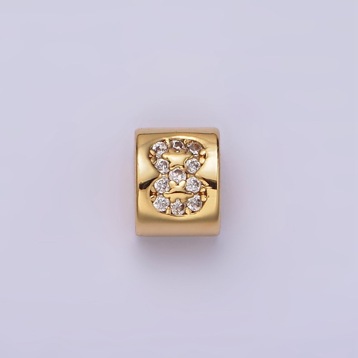 14K Gold Filled 0-9 Number Clear Micro Paved CZ Slider Bead Spacer | B-807~B-811