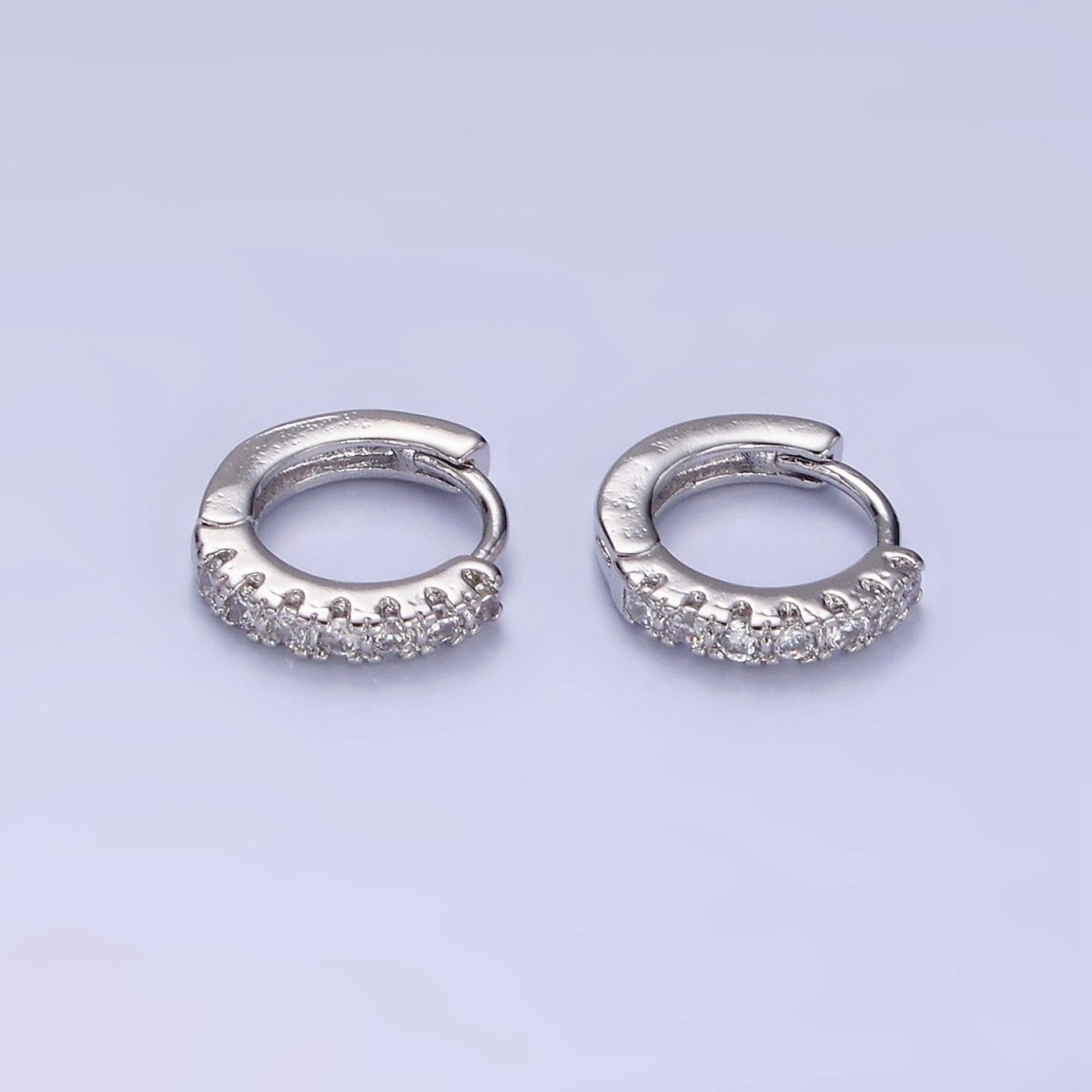 14K Gold Filled 10mm Clear Micro Paved CZ Cartilage Huggie Earrings in Gold & Silver | AE908