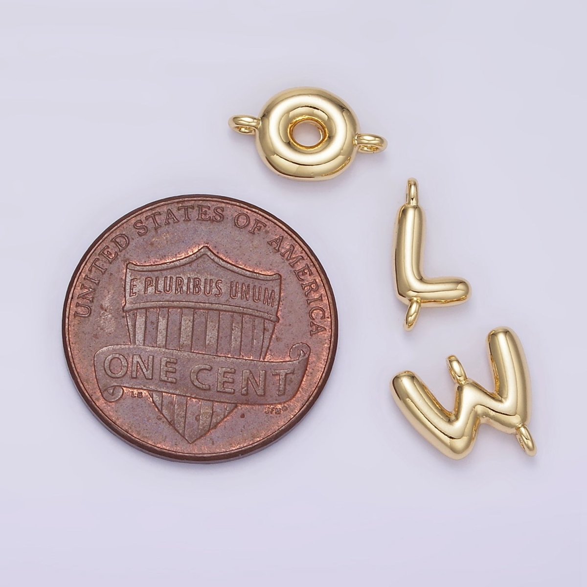14K Gold Filled 10mm Initial Letter Chubby Balloon Mini Connector | A1539 - A1551