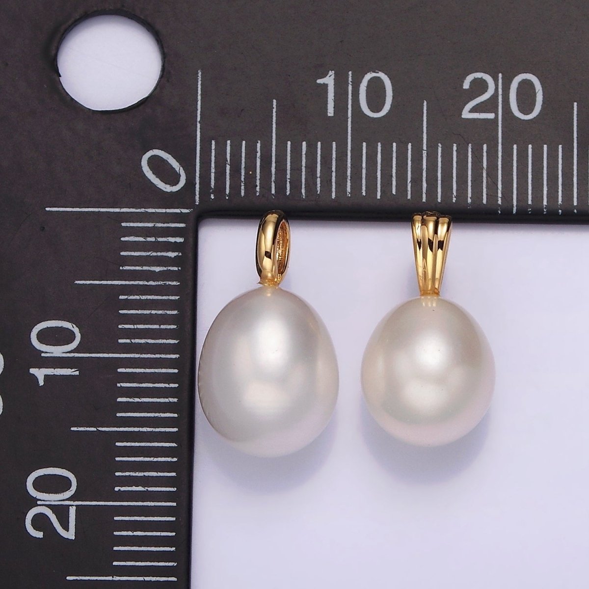 14K Gold Filled 10mm Minimalist Freshwater Pearl Button Triple, Single Bail Pendant | P1613 P1614