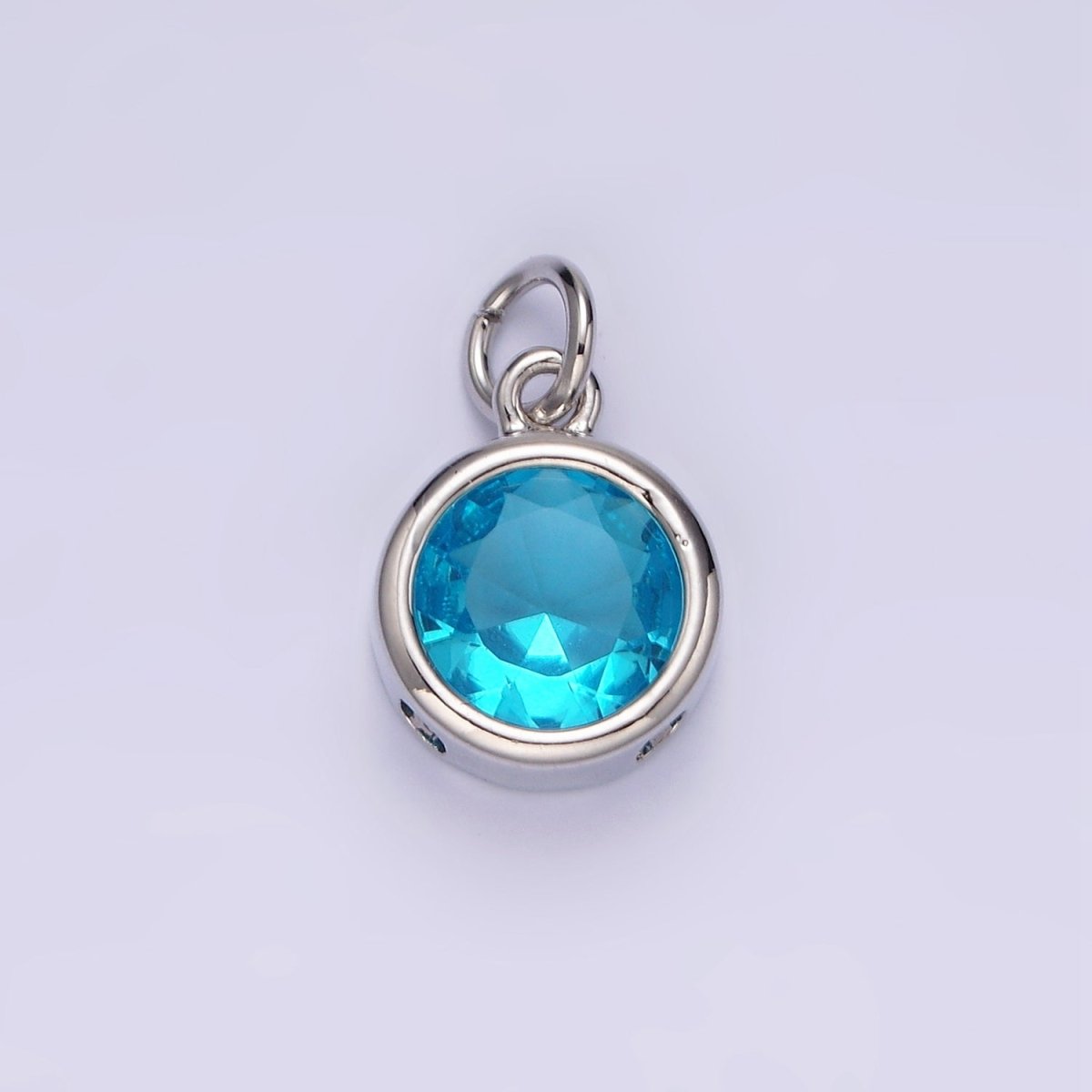 14K Gold Filled 10mm Personalized Birthstone CZ Round Bezel Charm in Silver & Gold | N1575 - N1598