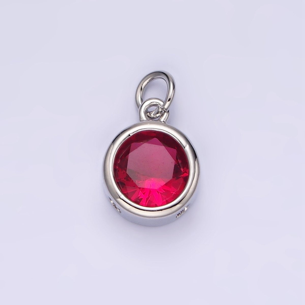 14K Gold Filled 10mm Personalized Birthstone CZ Round Bezel Charm in Silver & Gold | N1575 - N1598
