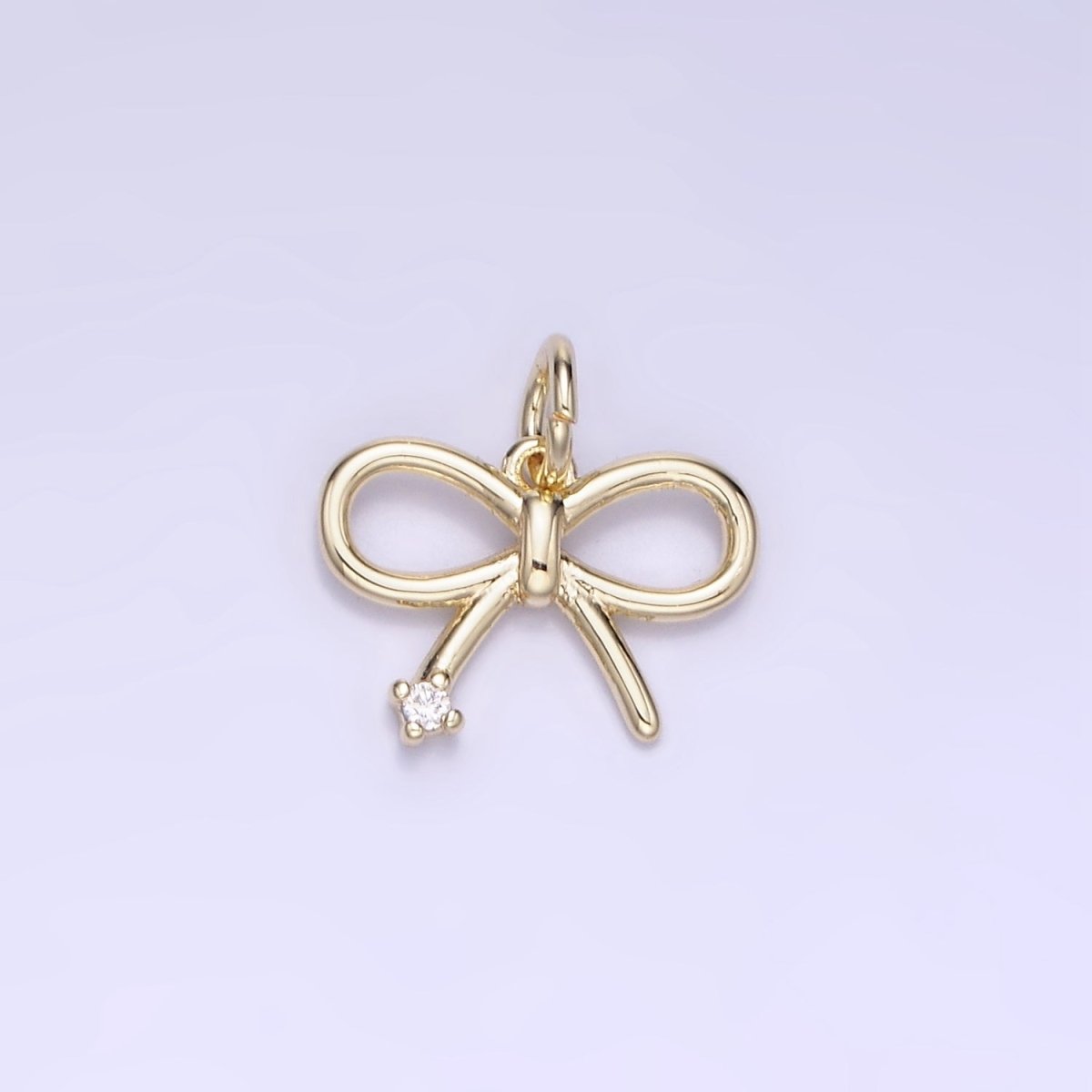 14k Gold Filled 11mm Mini Bow Ribbon CZ Charm | AG-00662