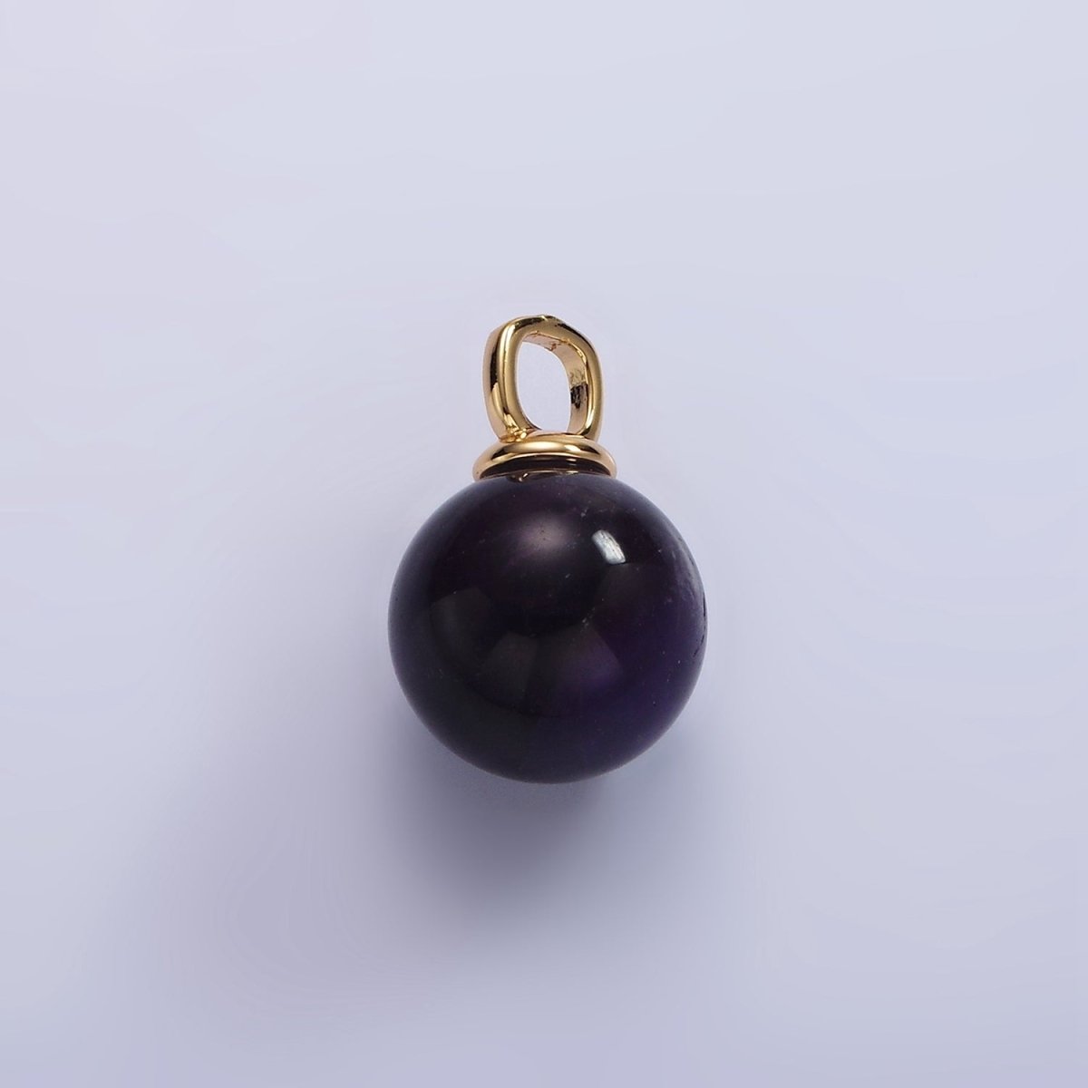 14K Gold Filled 12mm Round Sphere Ball Natural Gemstone Drop Pendant | AC808 - AC813