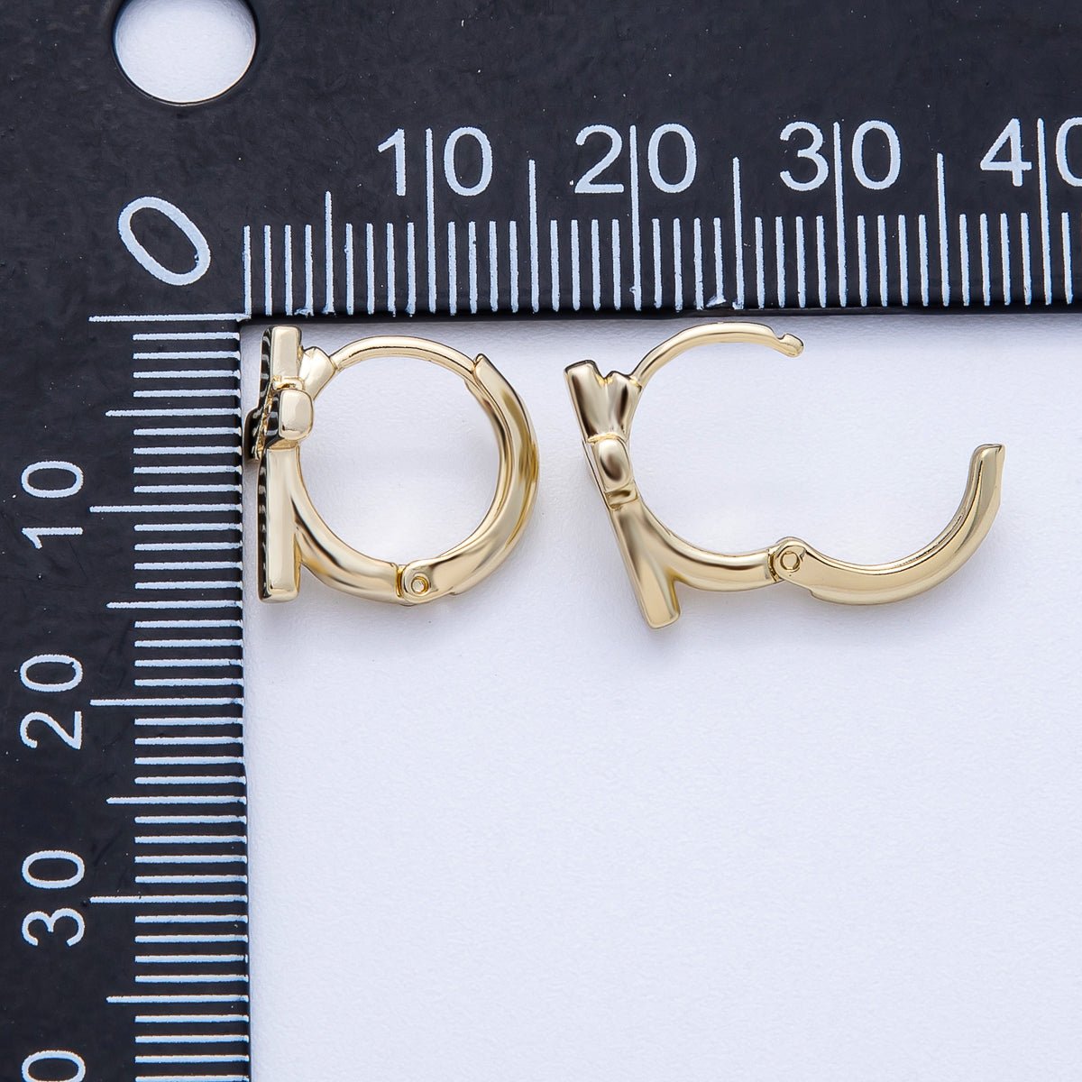 14K Gold Filled 13mm Micro Paved CZ Minimalist Cross Cartilage Huggie | Earrings-00258