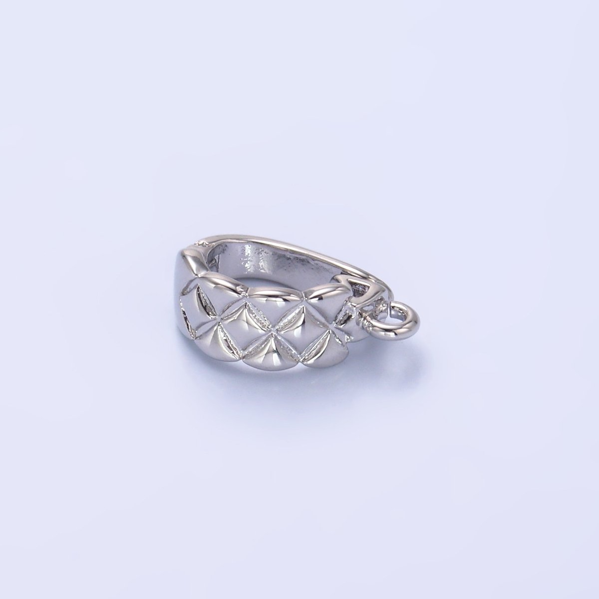 14K Gold Filled 13mm Quilted Snap Latch Bail Charm Holder Findings in Gold & Silver | Z701