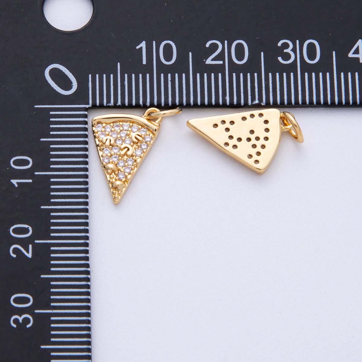 14K Gold Filled 14.5mm Micro Paved CZ Mushroom Pizza Slice Food Charm |Charms-00028