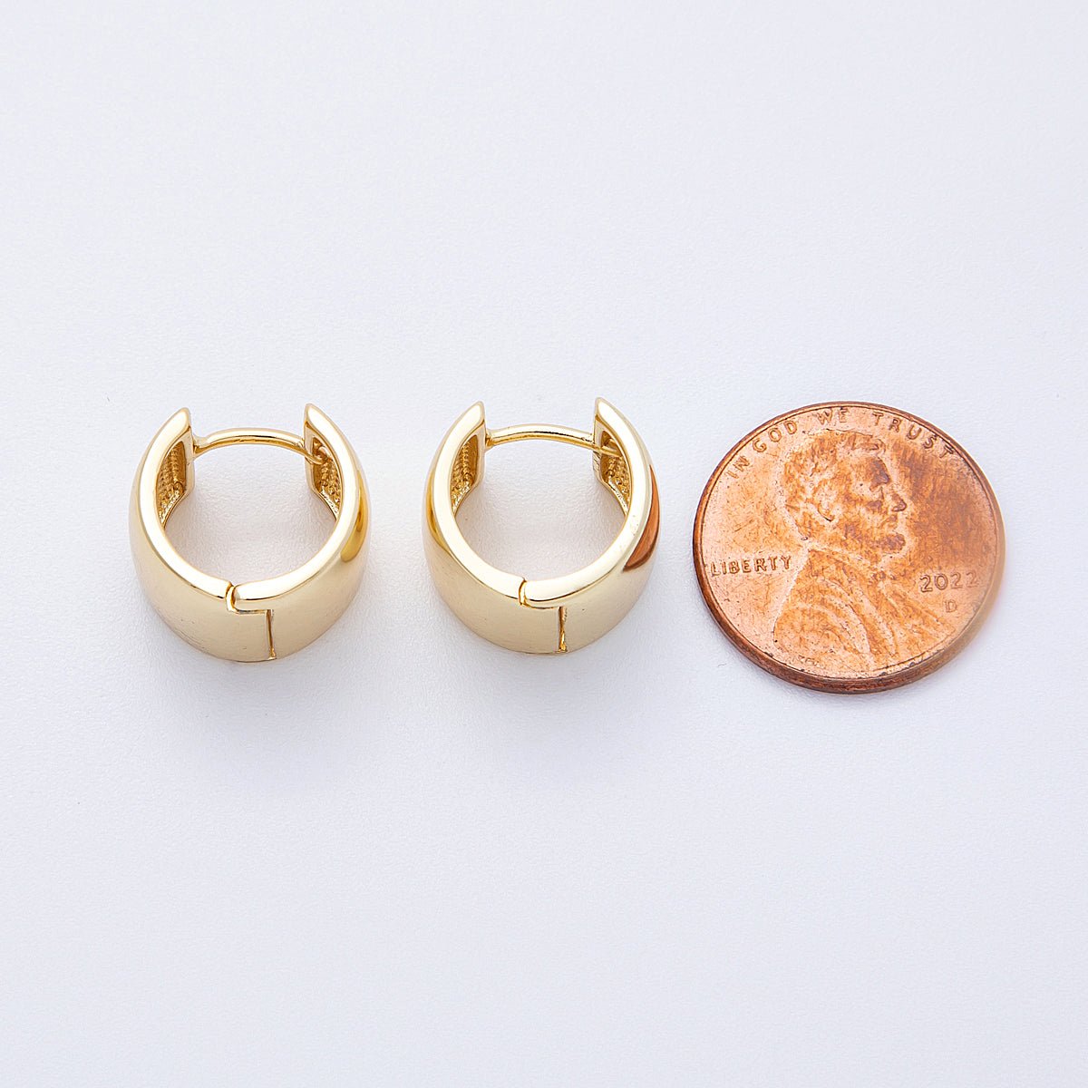 14K Gold Filled 14.5mm Wide Chubby Minimalist Hoops Earrings | Earrings-00182