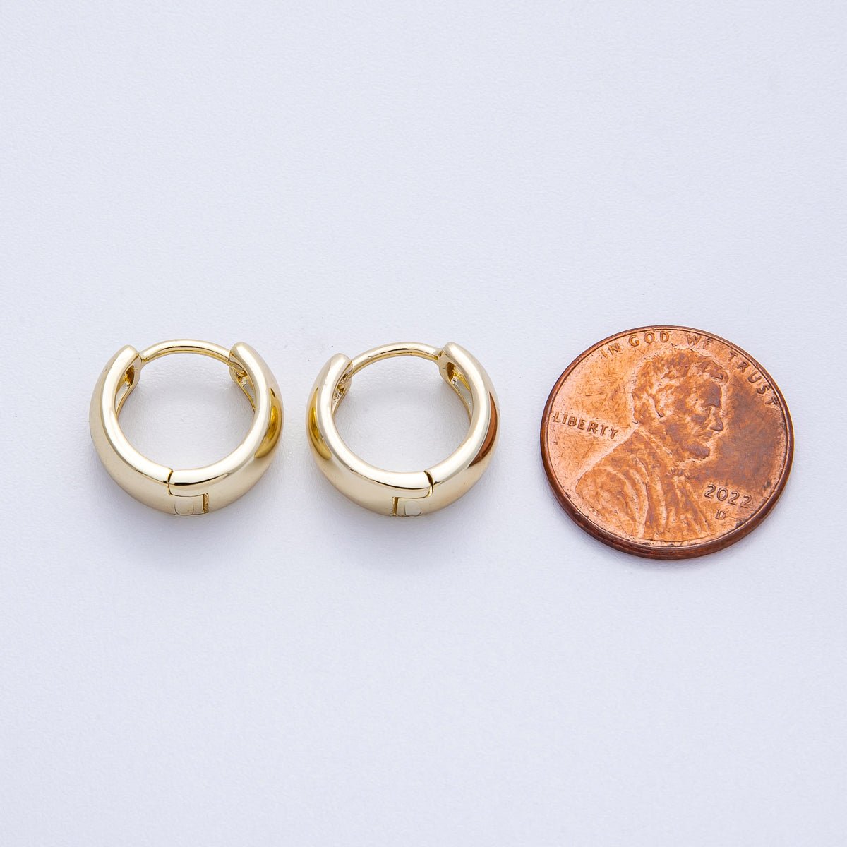 14K Gold Filled 14mm Minimalist Plain Cartilage Huggie Earrings | Earrings-00257