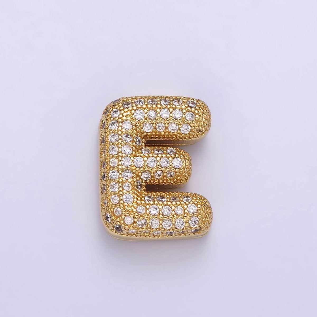 14K Gold Filled 15mm Micro Paved Balloon Bubble Initial Letter Pendant | A1171-A1183