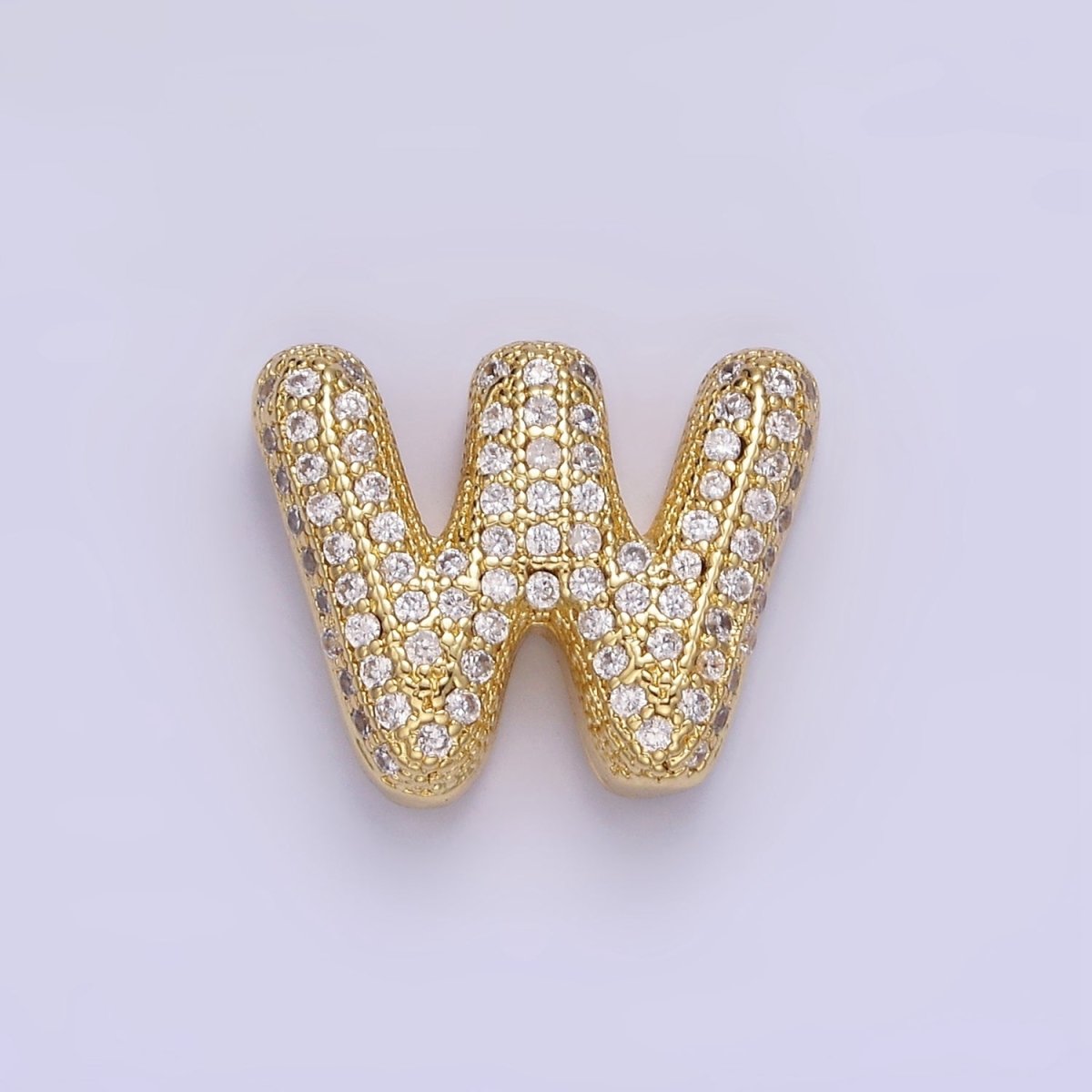 14K Gold Filled 15mm Micro Paved Balloon Bubble Initial Letter Pendant | A1171-A1183