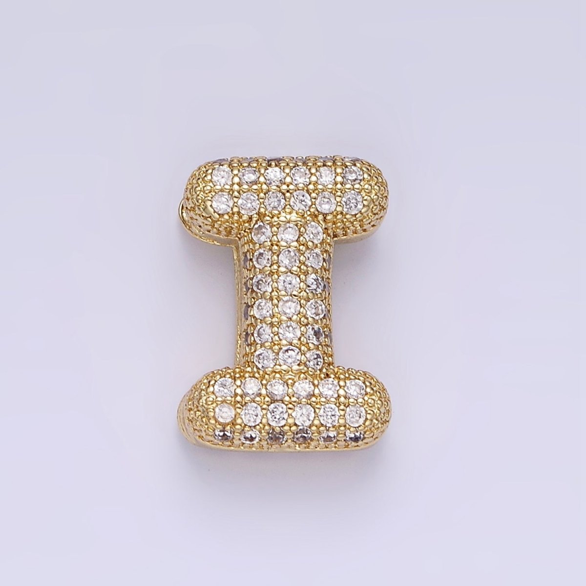 14K Gold Filled 15mm Micro Paved Balloon Bubble Initial Letter Pendant | A1171-A1183