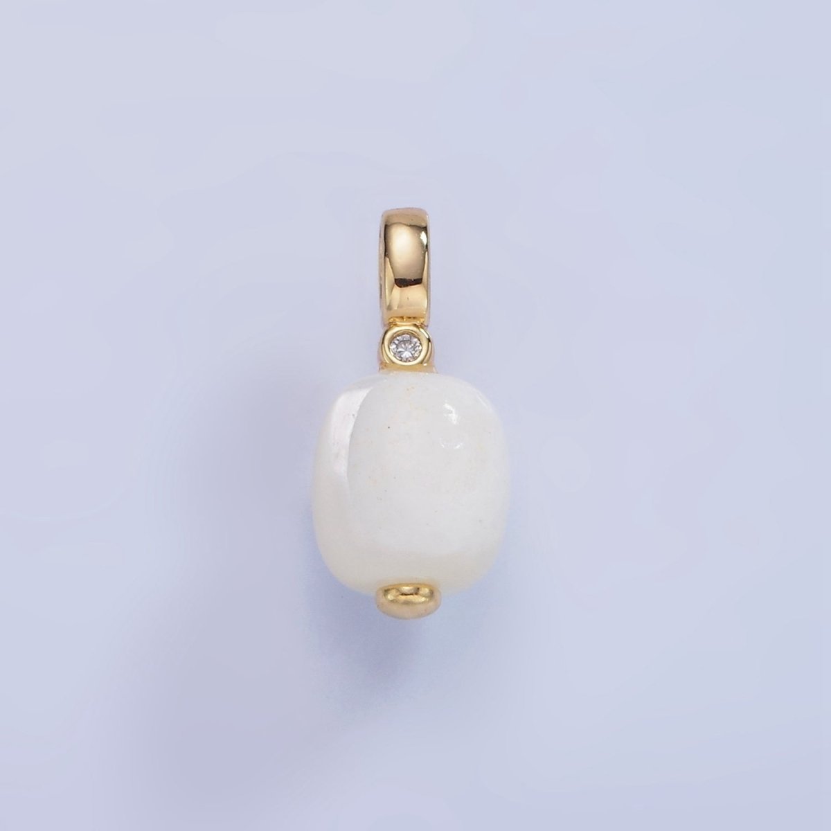 14K Gold Filled 15mm Shell Pearl Edged Square Rectangle CZ Bail Pendant | P1683