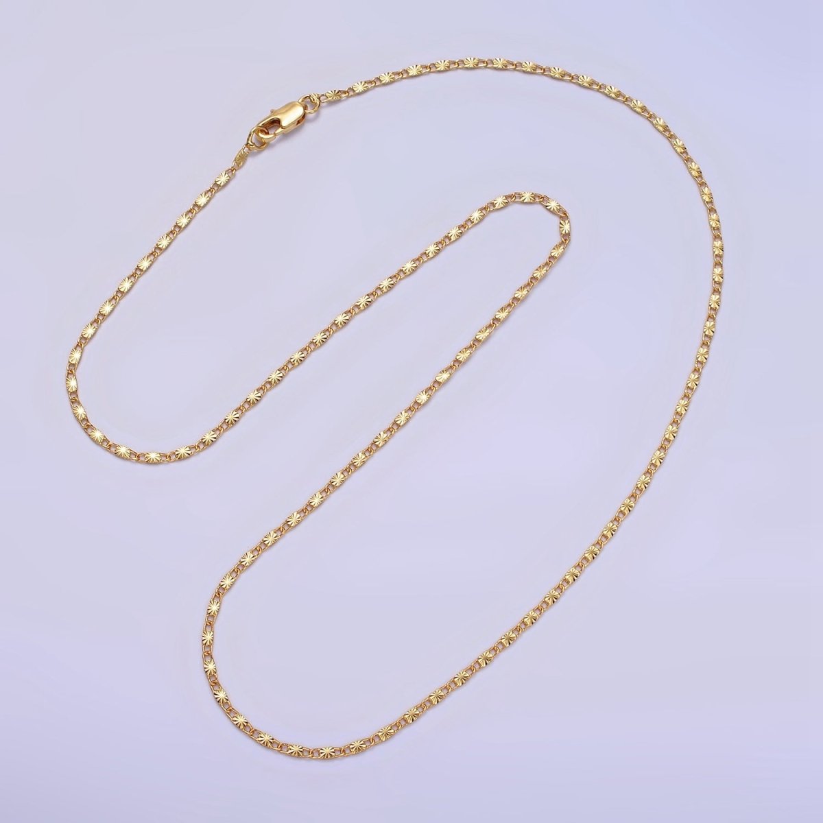 14K Gold Filled 1.5mm Sunburst Scroll Link 18, 20 Inch Layering Chain Necklace | WA-2208 WA-2209 Clearance Pricing