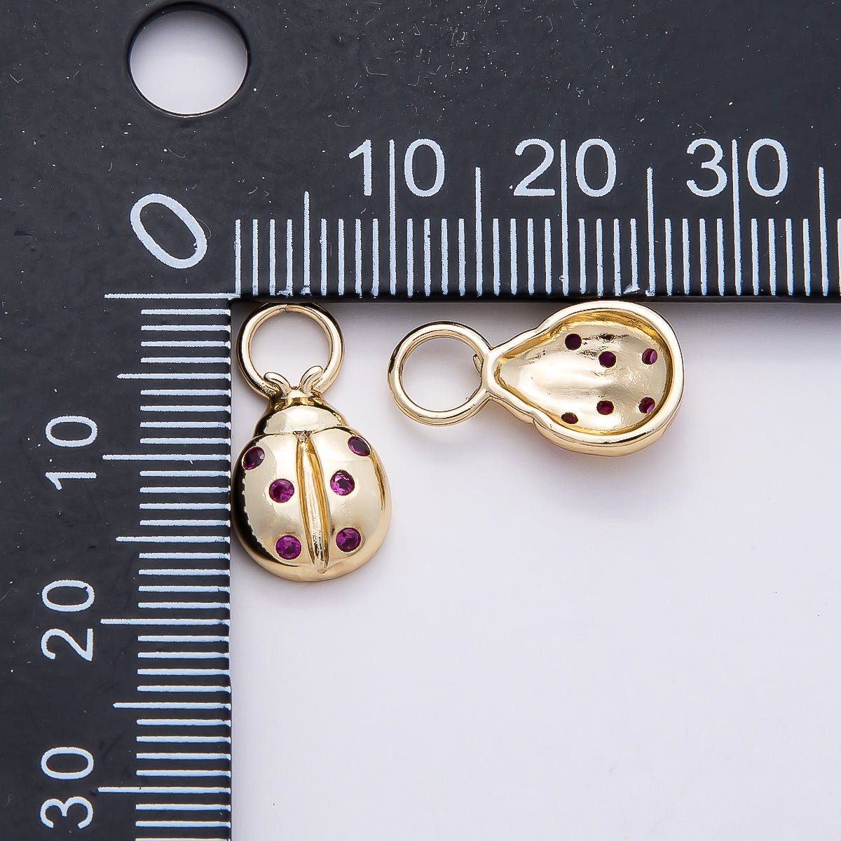 14K Gold Filled 17mm Pink CZ Ladybug Animal Charm | Charms-00747