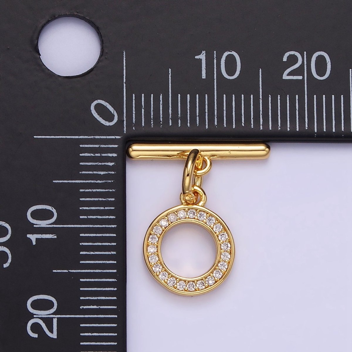 14K Gold Filled 18.5mm Micro Paved CZ OT Toggle Clasps Closure Findings in Gold & Silver | Z714