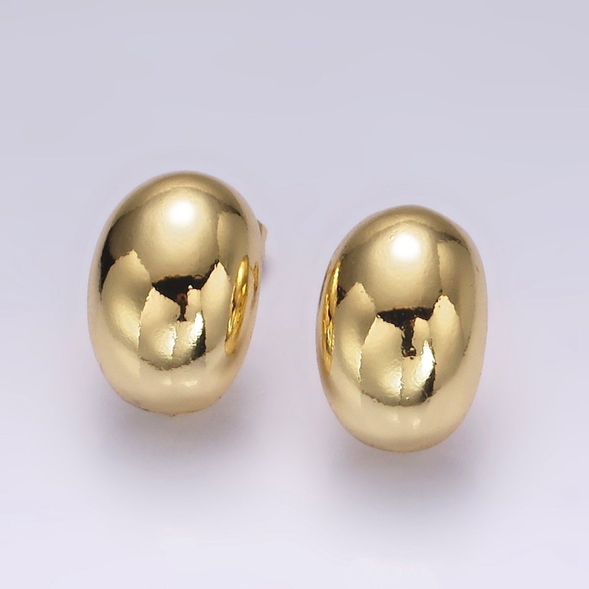 14K Gold Filled 18mm Oval Bean Dome Open Loop Stud Earrings Findings Supply | Z624