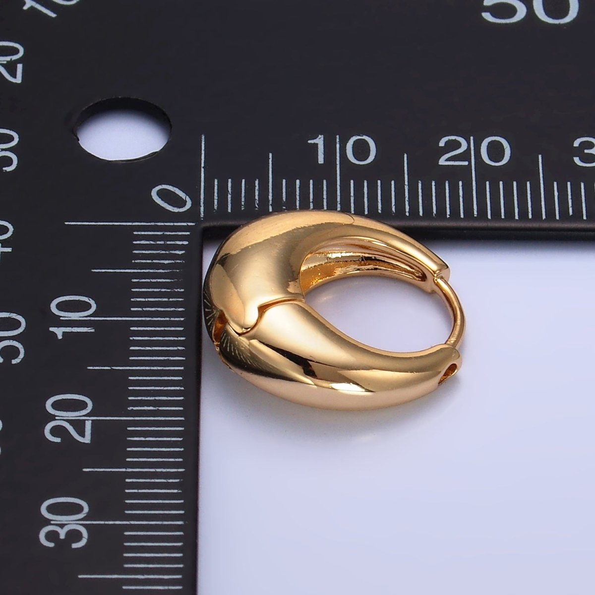 14K Gold Filled 19mm Chubby Dome Minimalist Huggie Earrings | AD1432 AD088