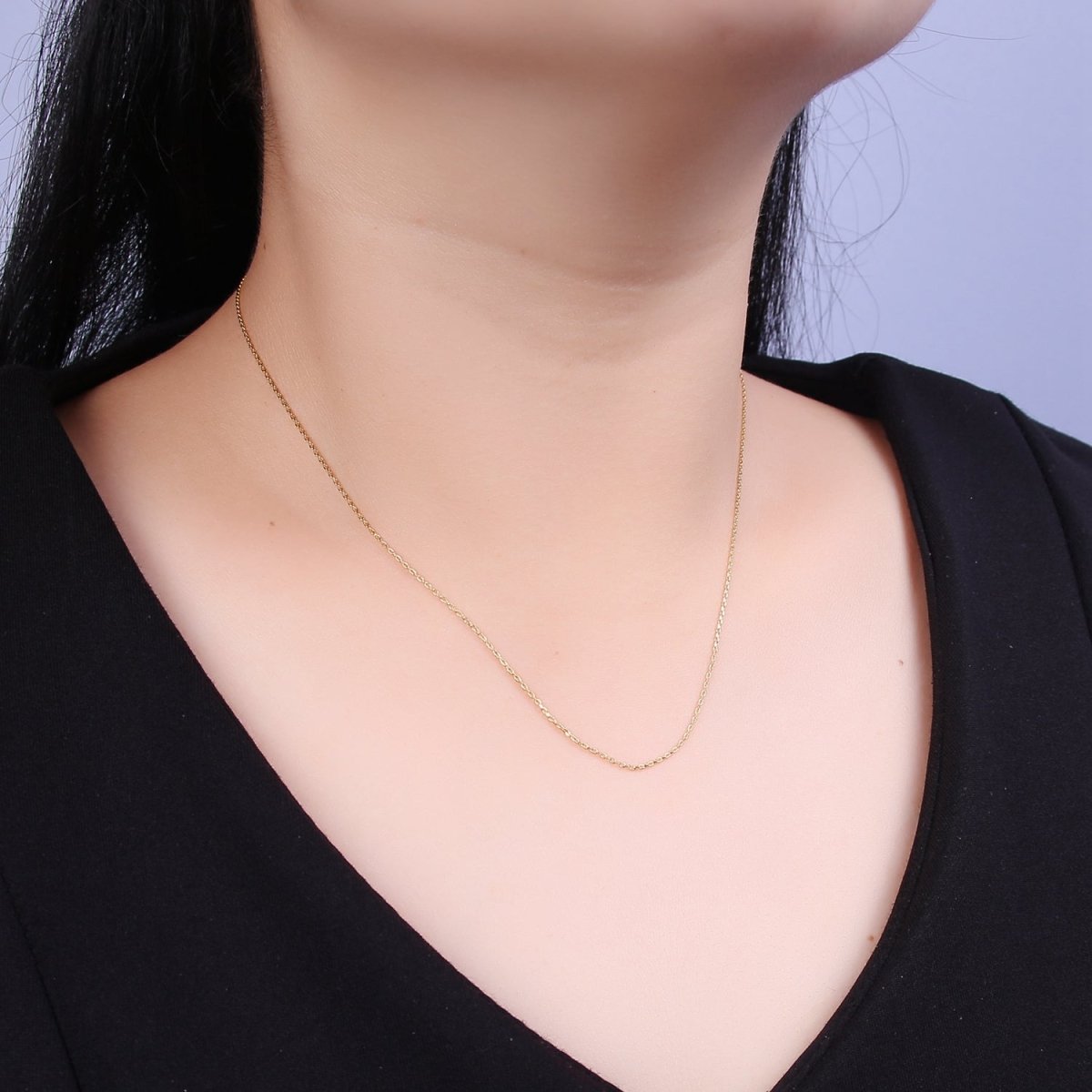 14K Gold Filled 1mm Cable Chain Dainty 19 Inch Layering Slider Necklace | WA-738 Clearance Pricing