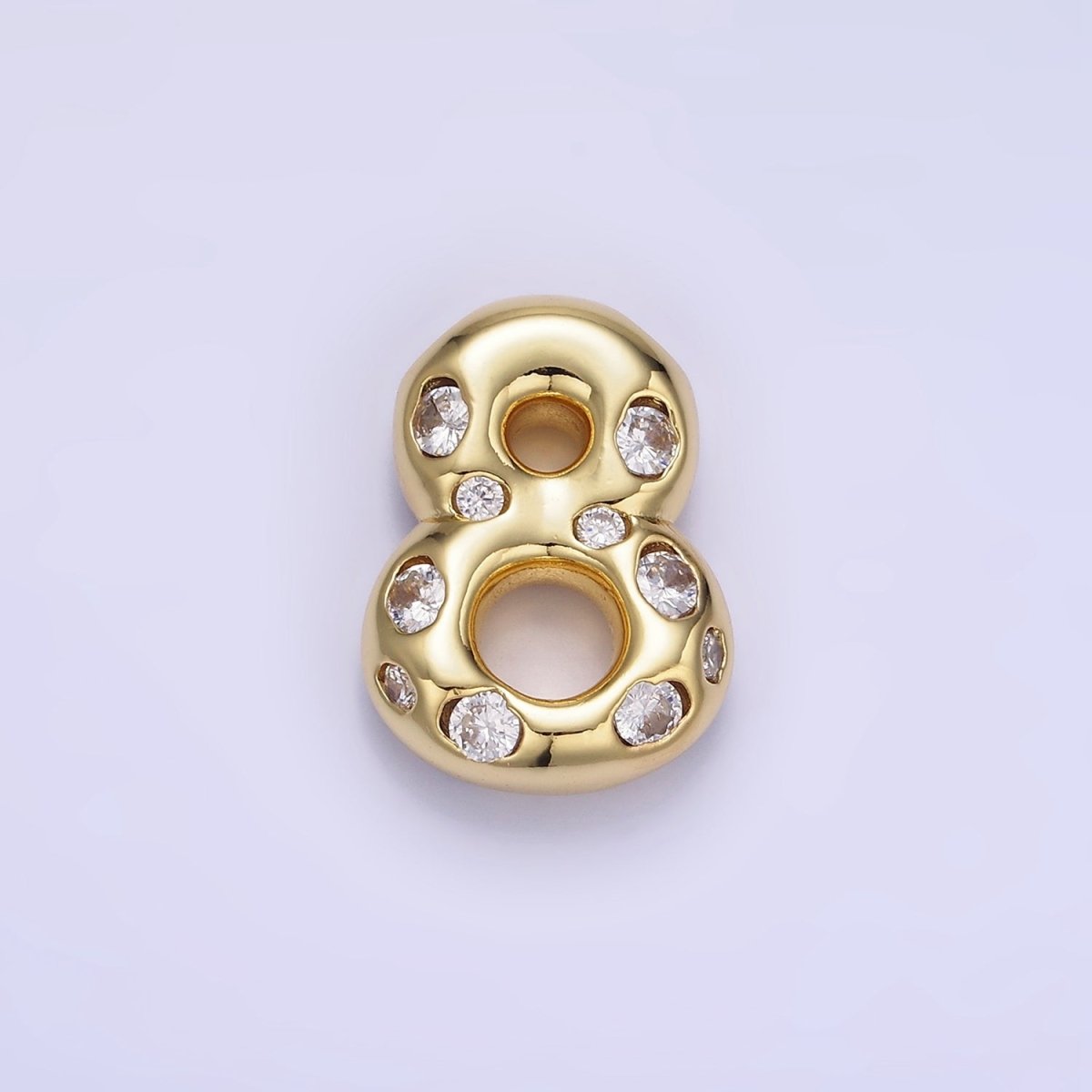 14K Gold Filled 20mm Clear CZ Chubby Balloon Number Numerical Pendant | AG775 - AG779