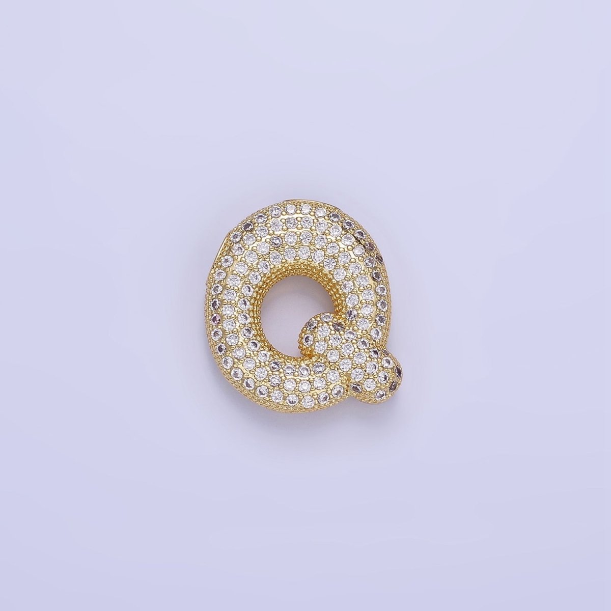 14K Gold Filled 20mm Micro Paved CZ Chubby Balloon Initial Letter | A-A1015-A-A1027