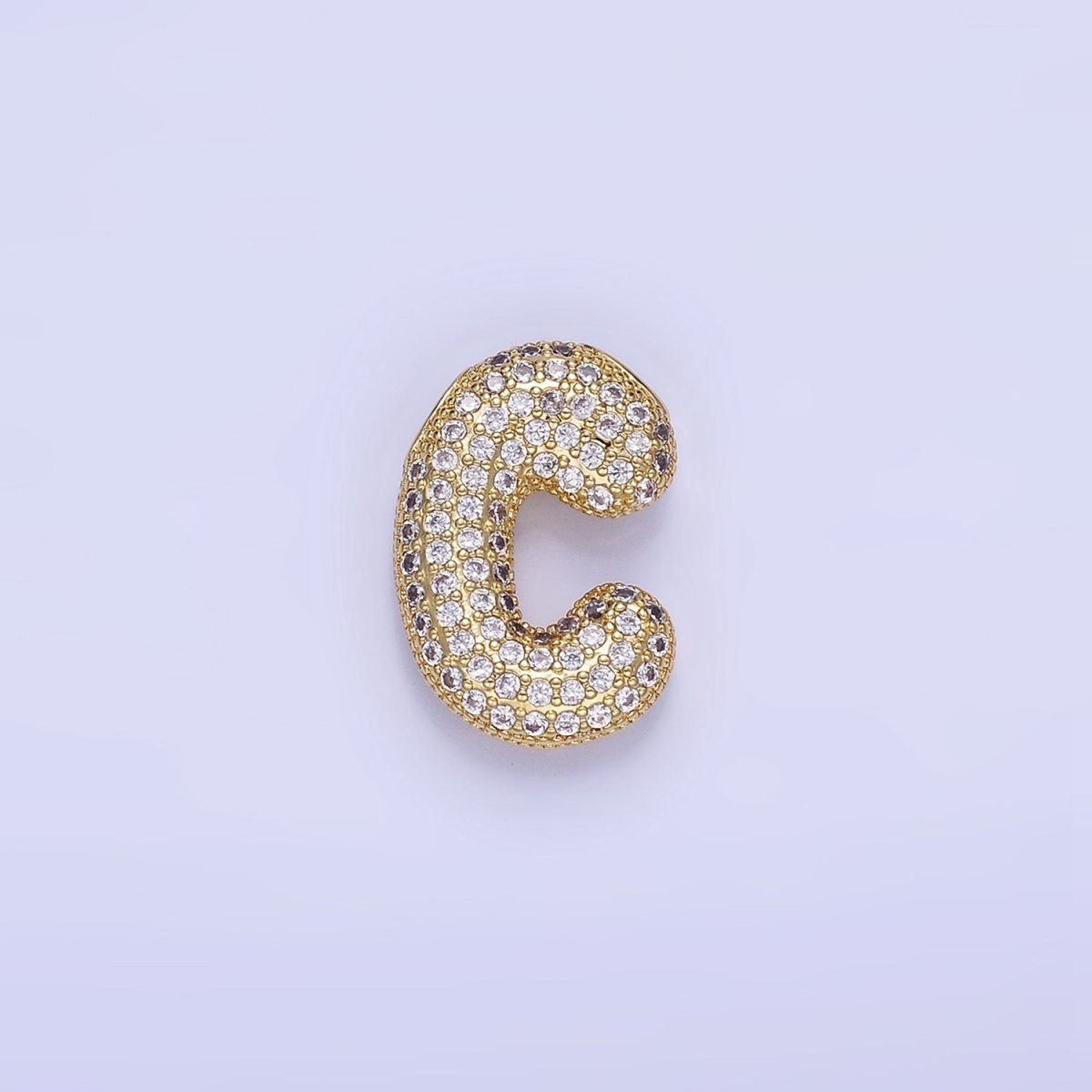 14K Gold Filled 20mm Micro Paved CZ Chubby Balloon Initial Letter | A-A1015-A-A1027