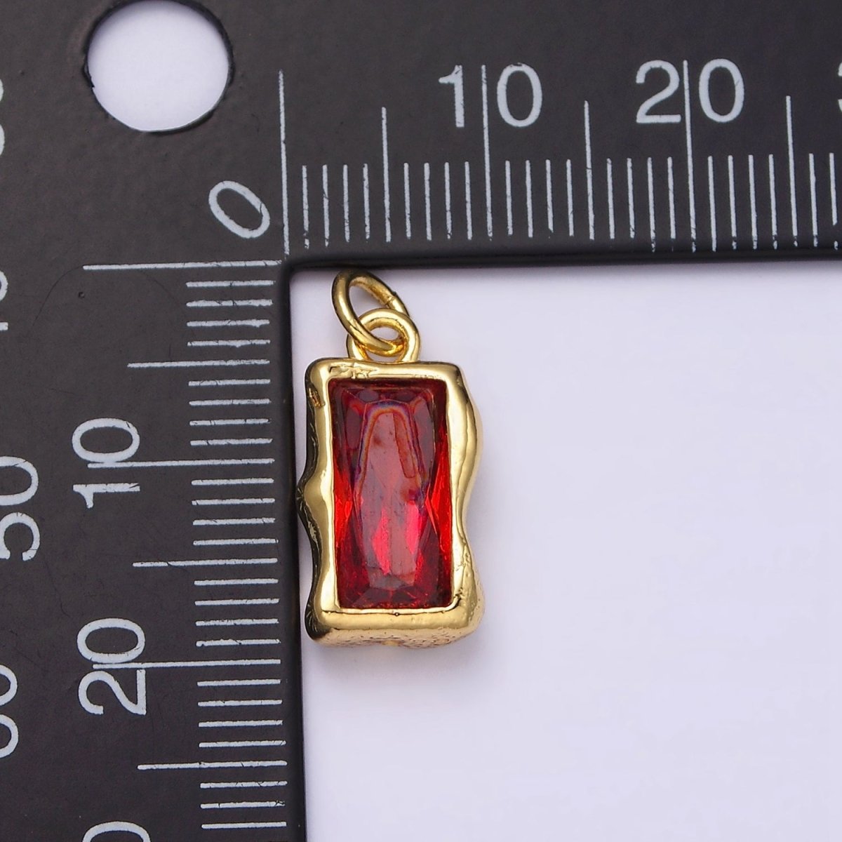 14K Gold Filled 20mm Molten Baguette Personalized Birth Month CZ Charm | AC1505 - AC1516