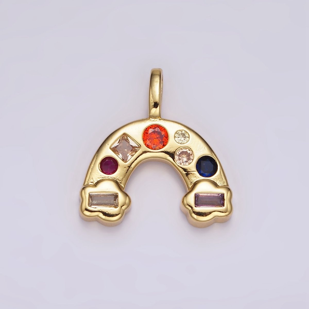 14K Gold Filled 20mm Multicolor, Clear CZ Rainbow Cloud Pendant | AH082 AH084