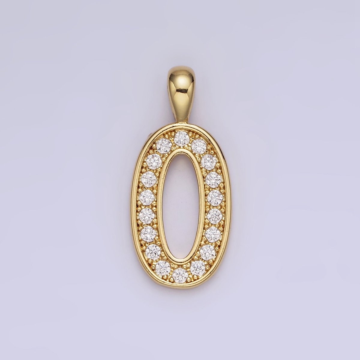 14K Gold Filled 21.5mm Clear Micro Paved CZ Number 0-9 Pendant | N1233 - N1242