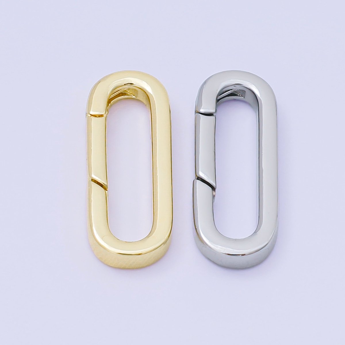 14K Gold Filled 21mm Push Gate Long Oval Oblong Closure Finding in Gold & Silver | Z1335