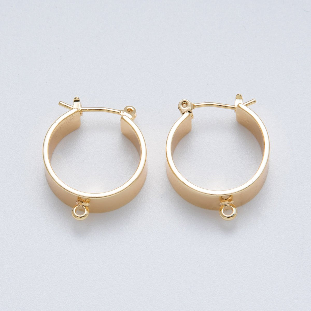 14K Gold Filled 22mm Minimalist Wide Drop Latch Hoop Earrings Findings | Findings-400003