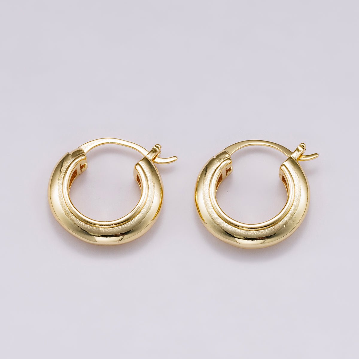 14K Gold Filled 23mm Minimalist Lined Dome Latch Hoop Earrings in Gold & Silver | Earrings-00318 Earrings-00319