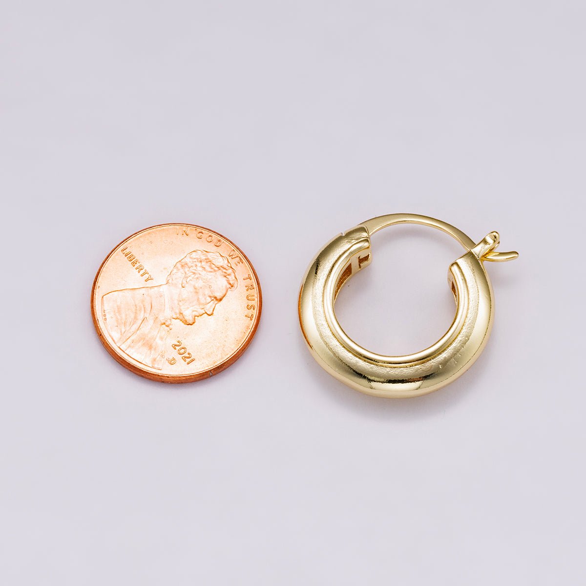 14K Gold Filled 23mm Minimalist Lined Dome Latch Hoop Earrings in Gold & Silver | Earrings-00318 Earrings-00319