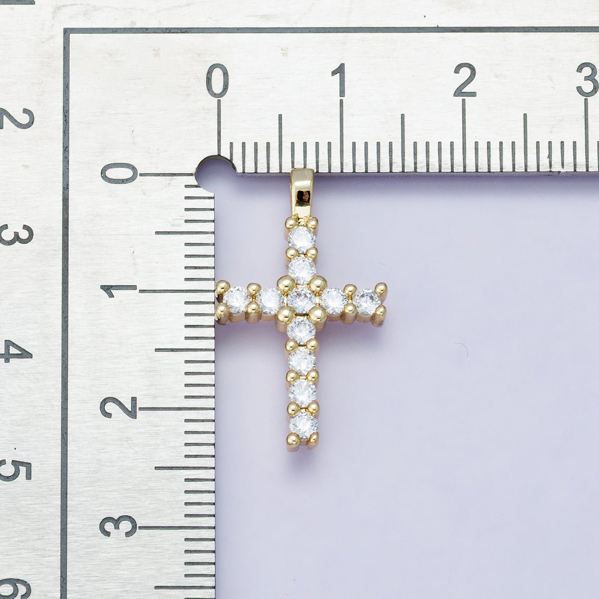 14K Gold Filled 24mm Micro Paved CZ Religious Cross Pendant in Gold, Silver, Rose Gold | H00230