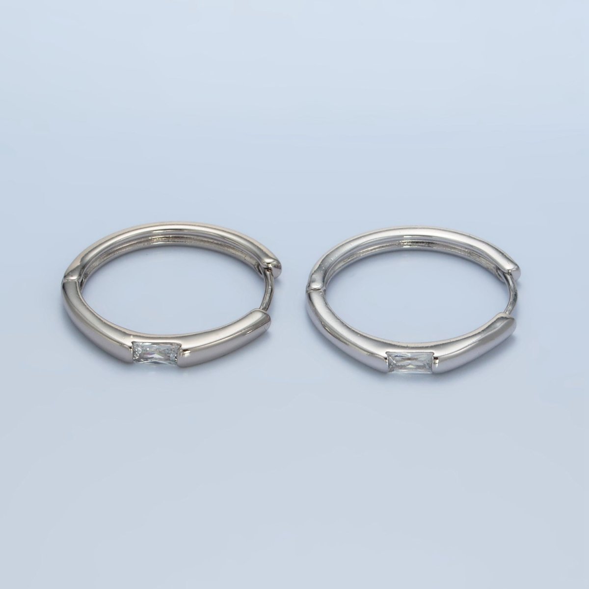 14K Gold Filled 25mm Clear Baguette CZ Endless Hoop Earrings | AD1126 AD666