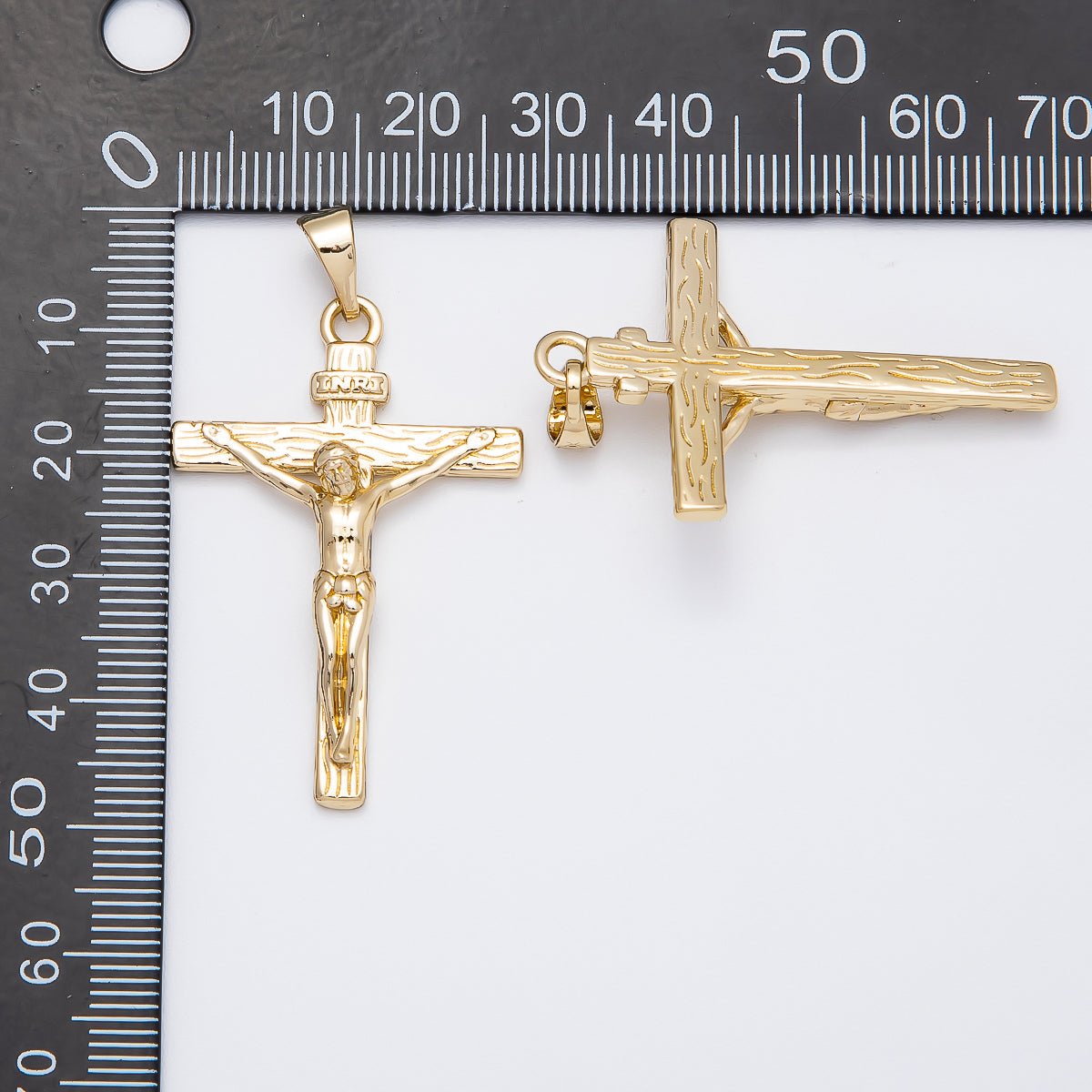 14K Gold Filled 28mm Minimalist Crucifix Cross Religious Pendant | Charms-00521