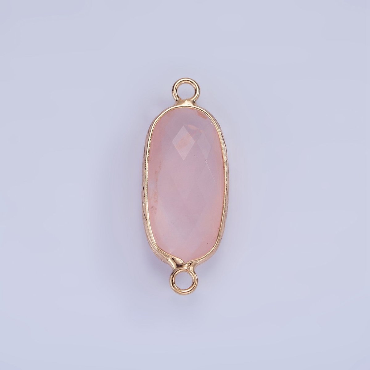 14K Gold Filled 29.2mm Natural Gemstone Oval Multifaceted Charm Connector | G014 - G022