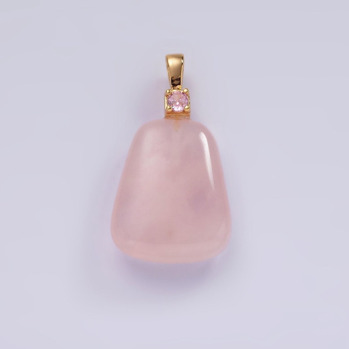14K Gold Filled 30mm Aventurine, Clear Quartz, Amethyst, Rose Quartz CZ Bail Pendant | N2019 - N2025