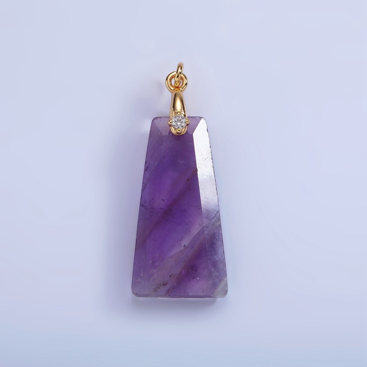 14K Gold Filled 30mm Natural Gemstone Triangle CZ Bail Pendant | AG324 - AG332