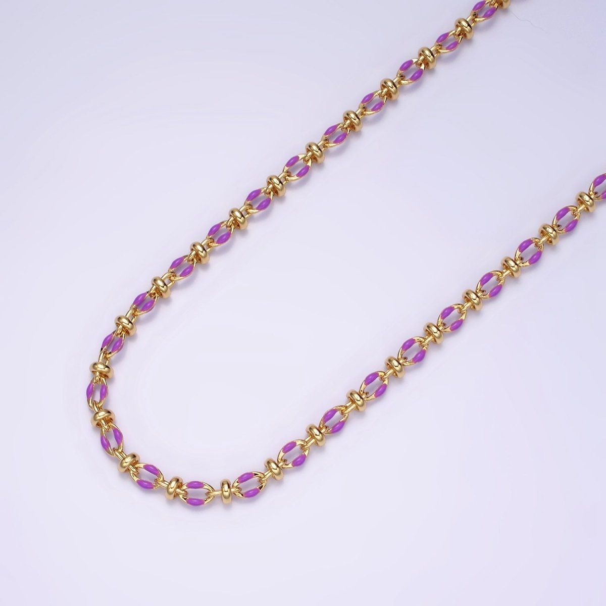 14K Gold Filled 3.8mm Multicolor Rainbow Enamel Crimp Double Link Unfinished Chain For Jewelry Making | ROLL-1394 to ROLL-1403 Clearance Pricing