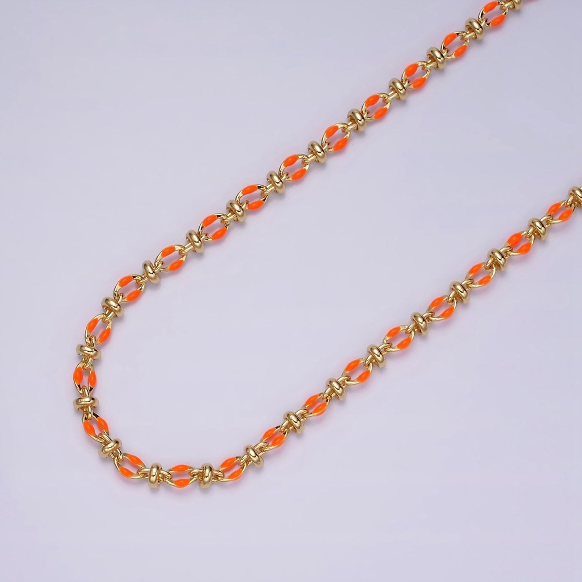 14K Gold Filled 3.8mm Multicolor Rainbow Enamel Crimp Double Link Unfinished Chain For Jewelry Making | ROLL-1394 to ROLL-1403 Clearance Pricing