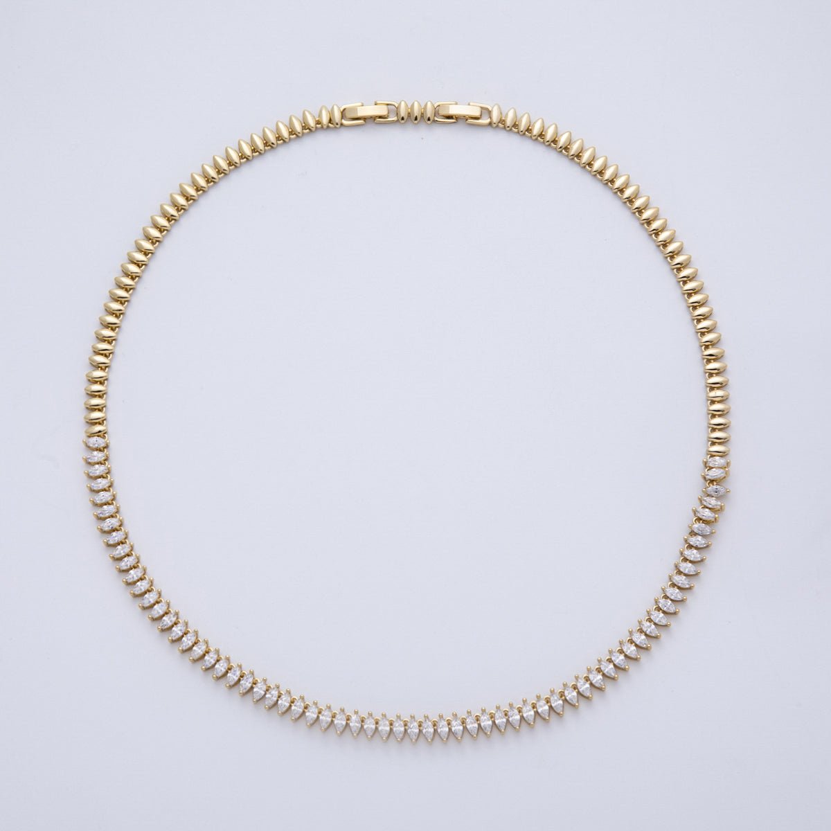 14K Gold Filled 5.5mm Clear Marquise CZ Navette Adjustable 17.5 Inch Necklace | WA-4093