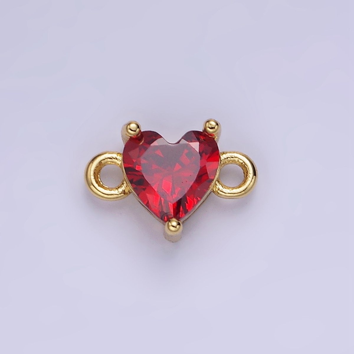 14K Gold Filled 7mm Cubic Zirconia CZ Heart Connector | G314 - G322
