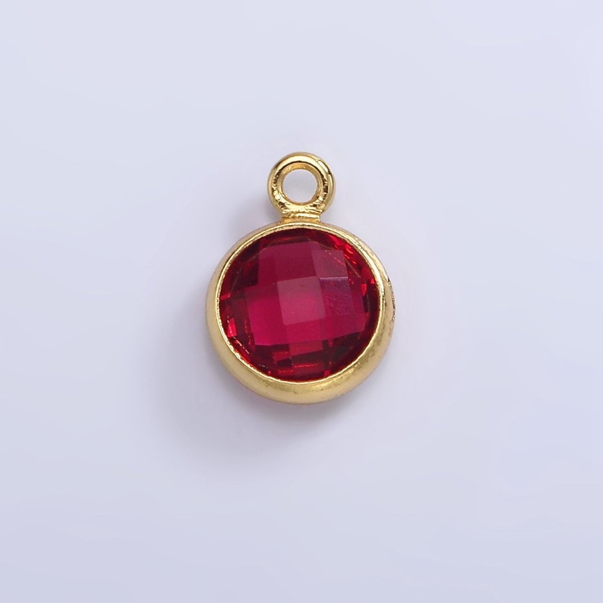 14K Gold Filled 7mm Multifaceted Birthstone CZ Round Personalized Charm | N1185 - N1196