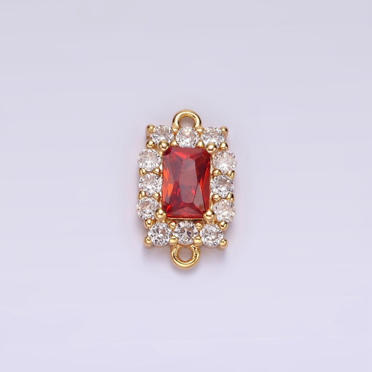 14K Gold Filled 8mm Baguette CZ Micro Paved Birth Month Personalized Connector | G-129 - G-142